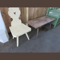 Pine Chair and Small Table / original old items / finished condition